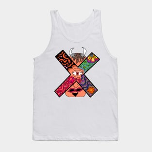 Pixel art drawing Demon X face with one eye Tank Top